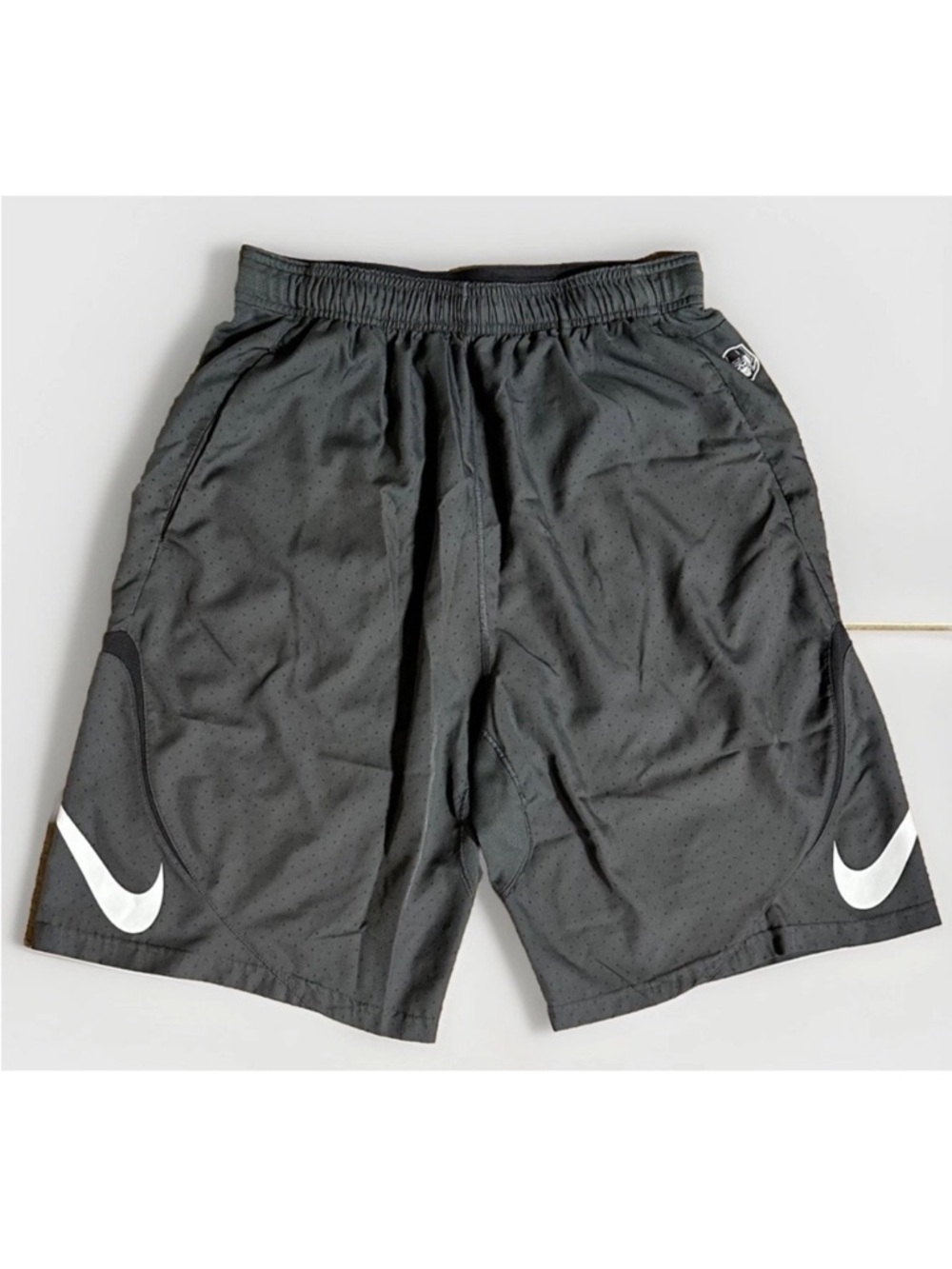 Nike Men's Black Athletic Shorts with White Swoosh
